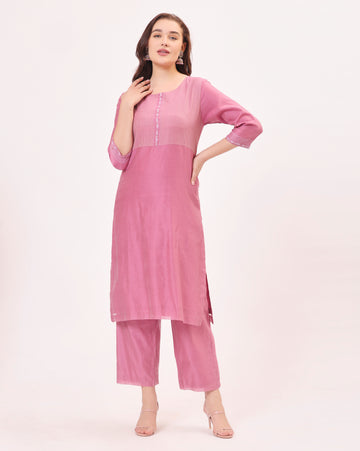 Pink Maheshwari Handwoven Silk Cotton Embroidered Suit