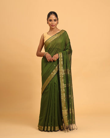 Mint Green Maheshwari Handwoven Jari Jalla Pallu Saree