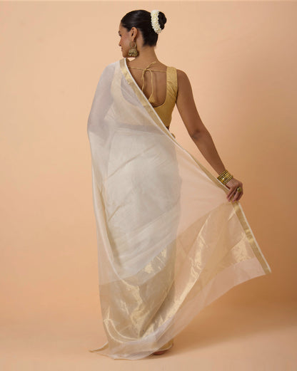 Off White Maheshwari Handwoven Silk Cotton