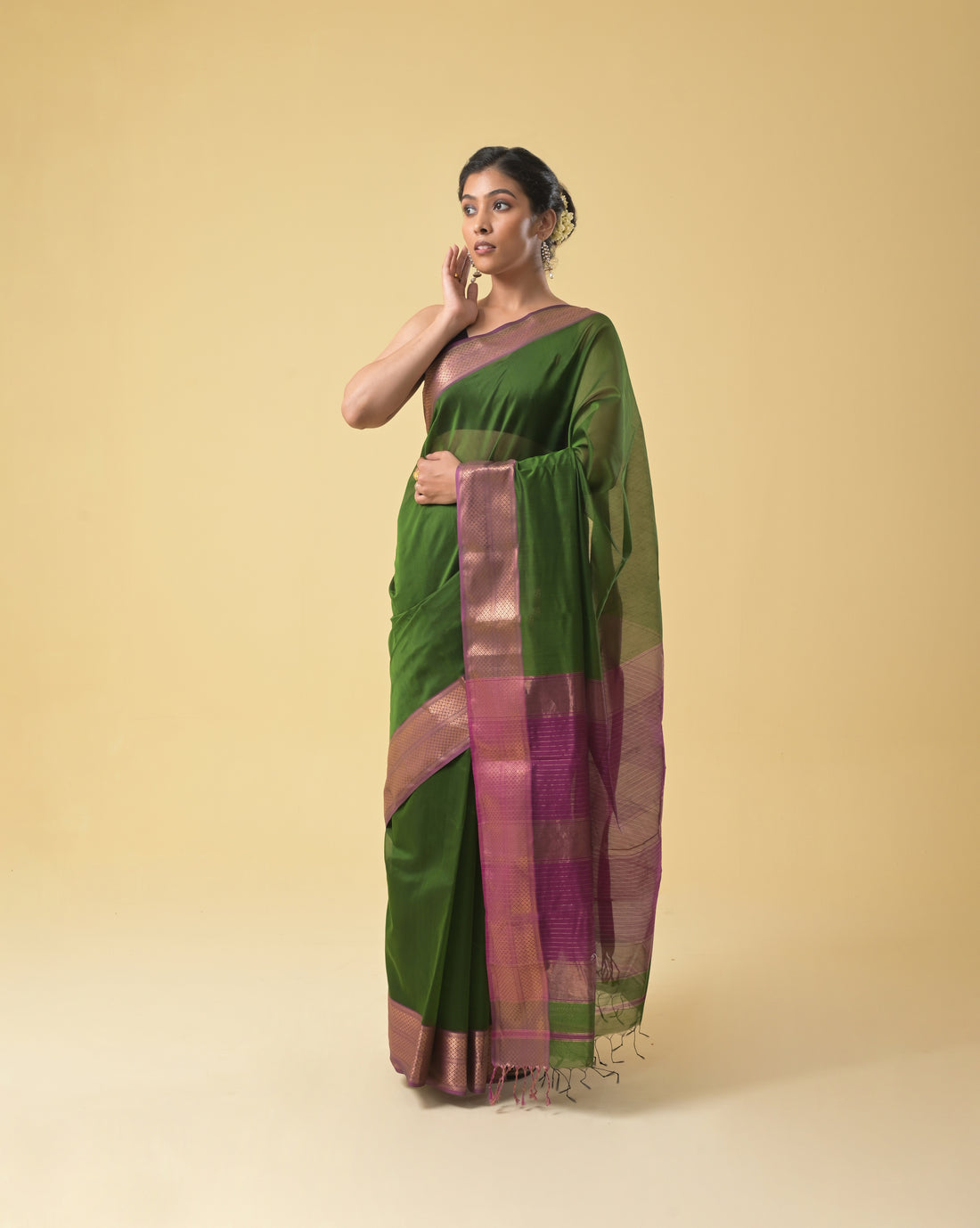 Mint Green Maheshwari Handwoven Silk Cotton Saree