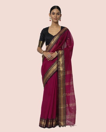 Wine Soaked Maheshwari Saree