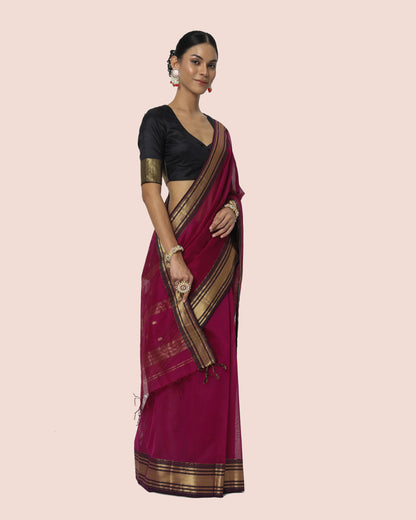 Wine Soaked Maheshwari Saree