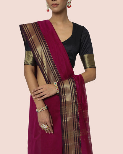 Wine Soaked Maheshwari Saree