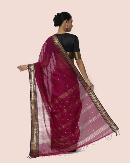 Wine Soaked Maheshwari Saree