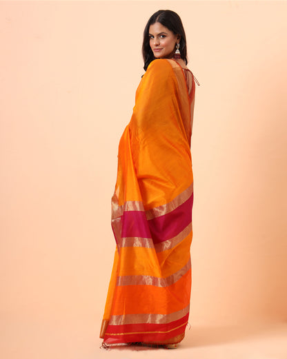 Mustard Gold Jari Maheshwari Handwoven