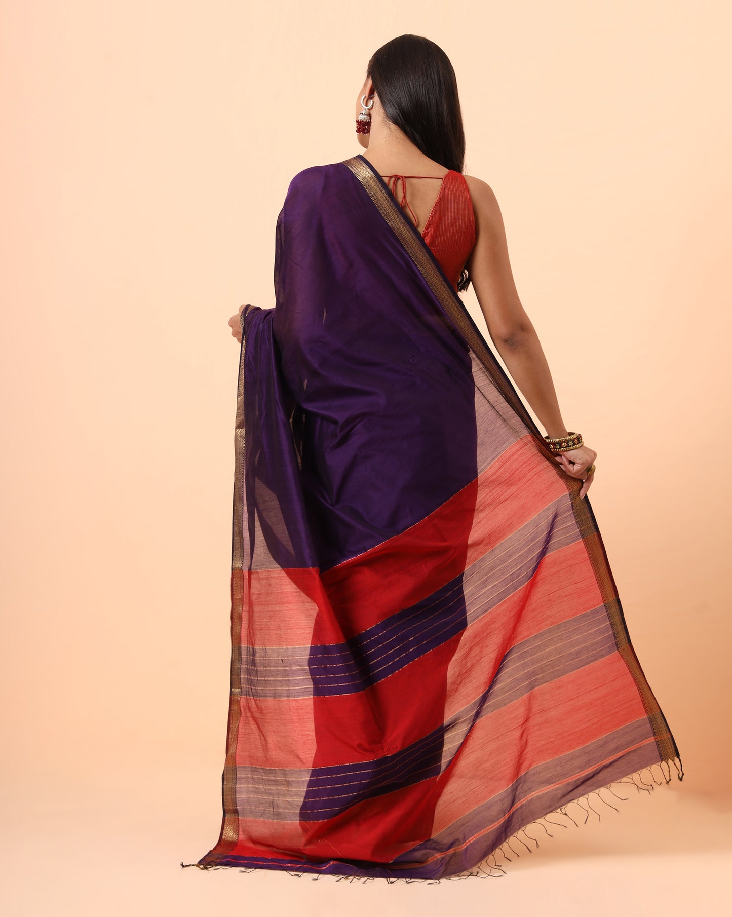 Voilet Maheshwari Handwoven Saree