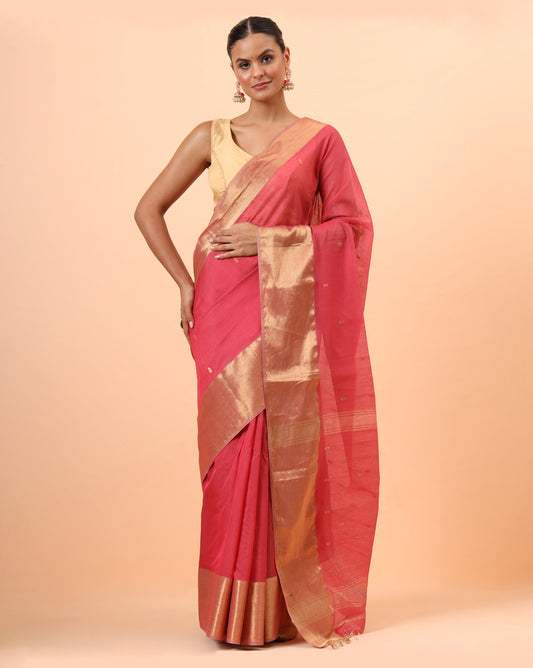 Peace Maheshwari Handwoven Jari Pallu